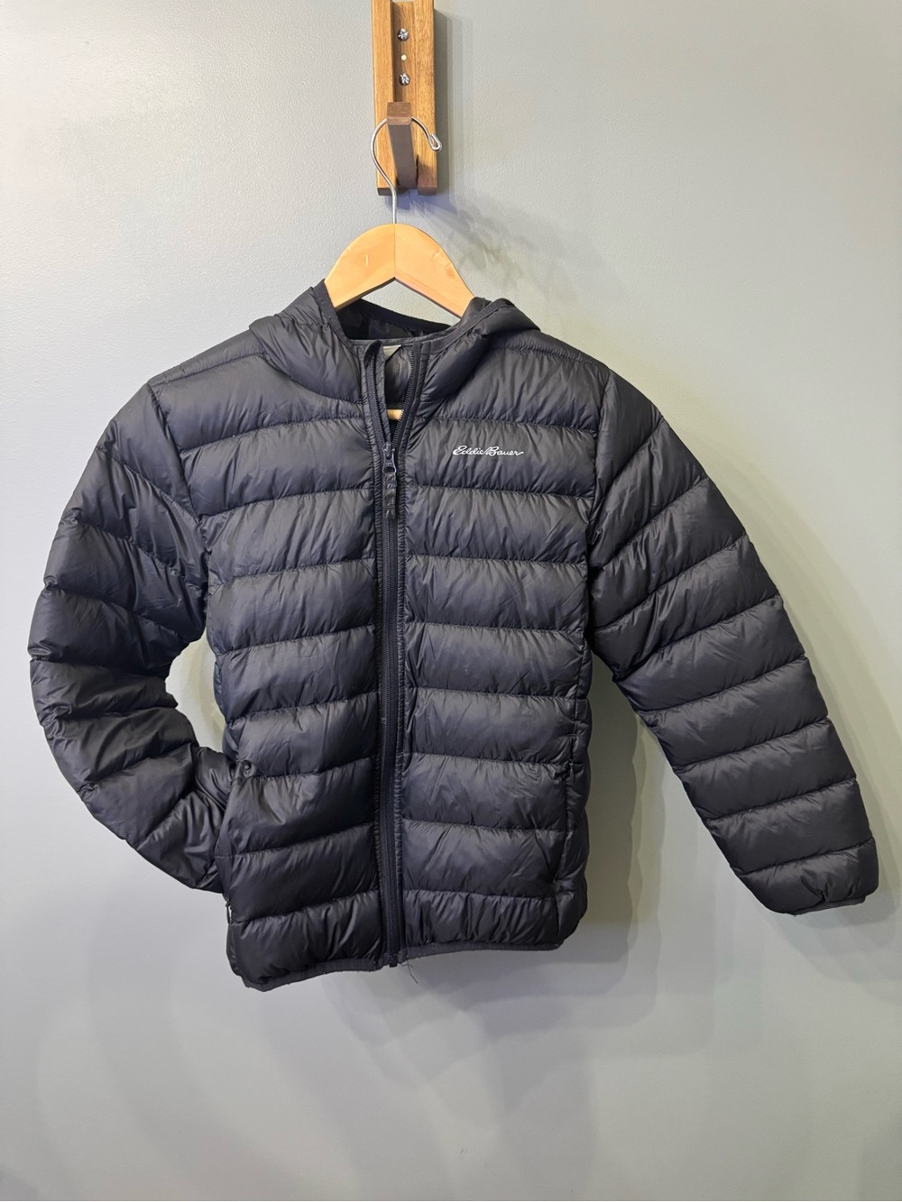Eddie Bauer Kids Black Hooded Packable Puffer Jacket